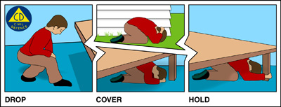 Drop, cover and hold during an earthquake